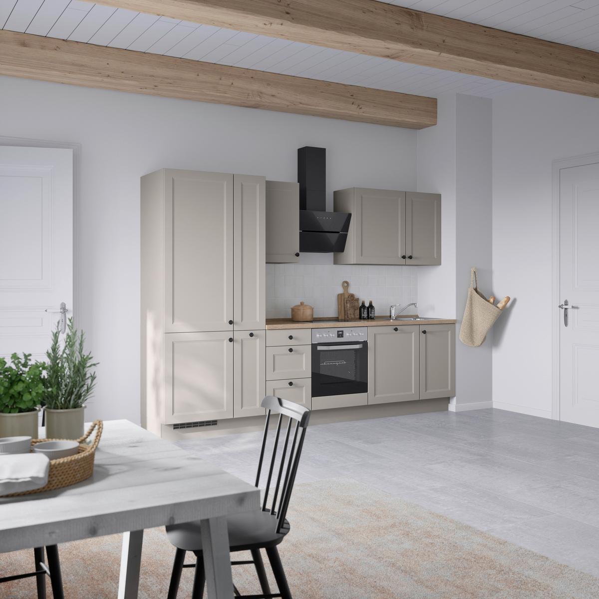 Kuchyňská linka 300 cm, kamenná sivá supermatná - šedá/černá, Moderní, kov/kompozitní dřevo (300cm) - Nobilia