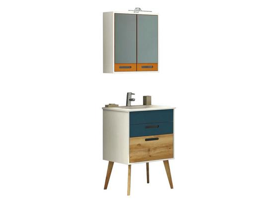 Badezimmer Malmö 60 cm Weiß/ Mehrfärbig - Blau/Currygelb, Basics, Holzwerkstoff/Stein (60/47cm) Badezimmer Malmö 60 cm Weiß/ Mehrfärbig - Blau/Currygelb, Basics, Holzwerkstoff/Stein (60/47cm)