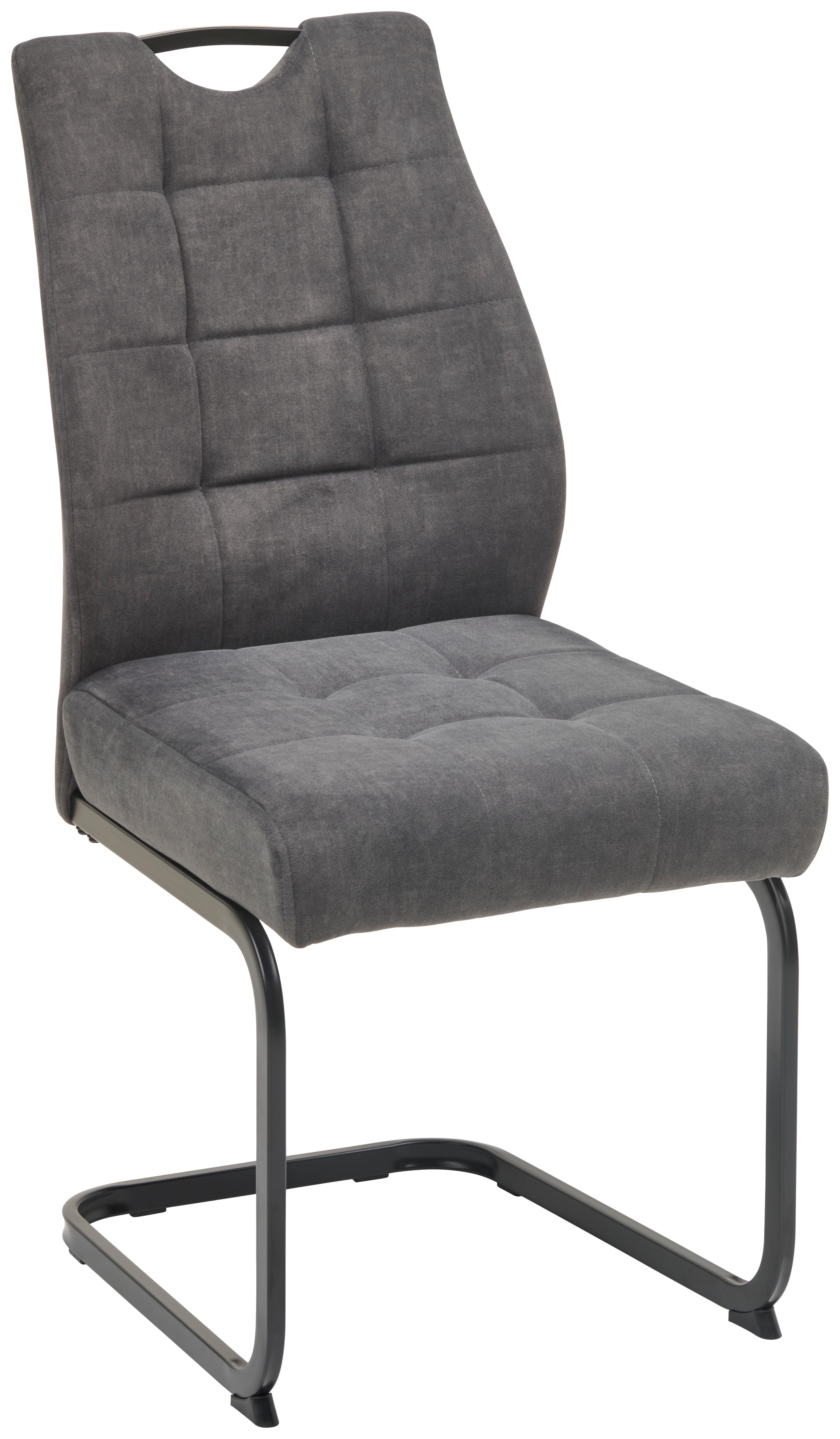 Schwingstuhl Felice Webstoff Grau, B: 46 Cm - Schwarz/Grau, KONVENTIONELL, Textil/Metall (46/96/61,5cm) - MID.YOU