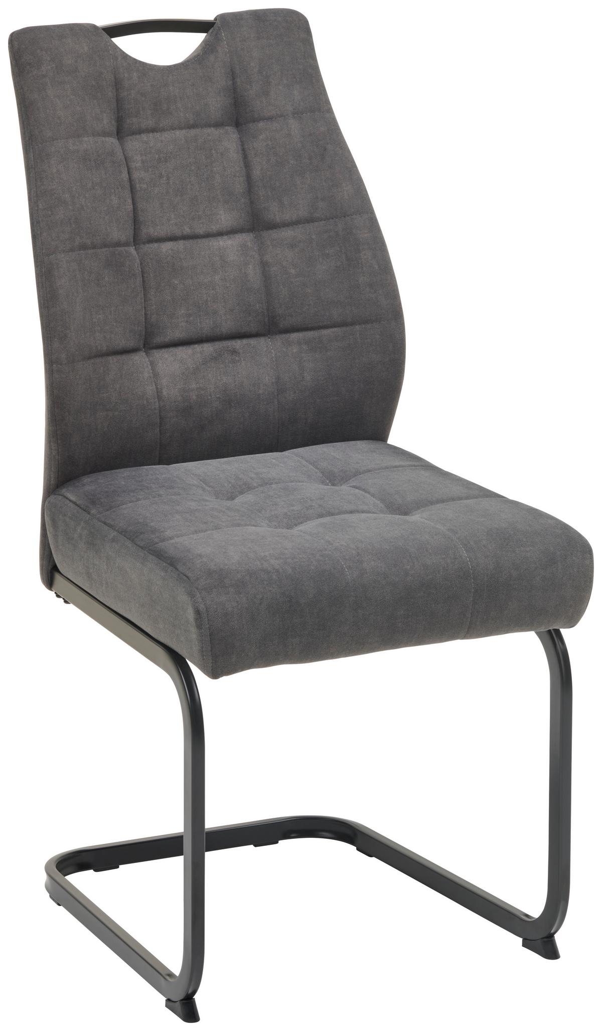 Schwingstuhl Felice Webstoff Grau, B: 46 Cm - Schwarz/Grau, KONVENTIONELL, Textil/Metall (46/96/61,5cm) - MID.YOU