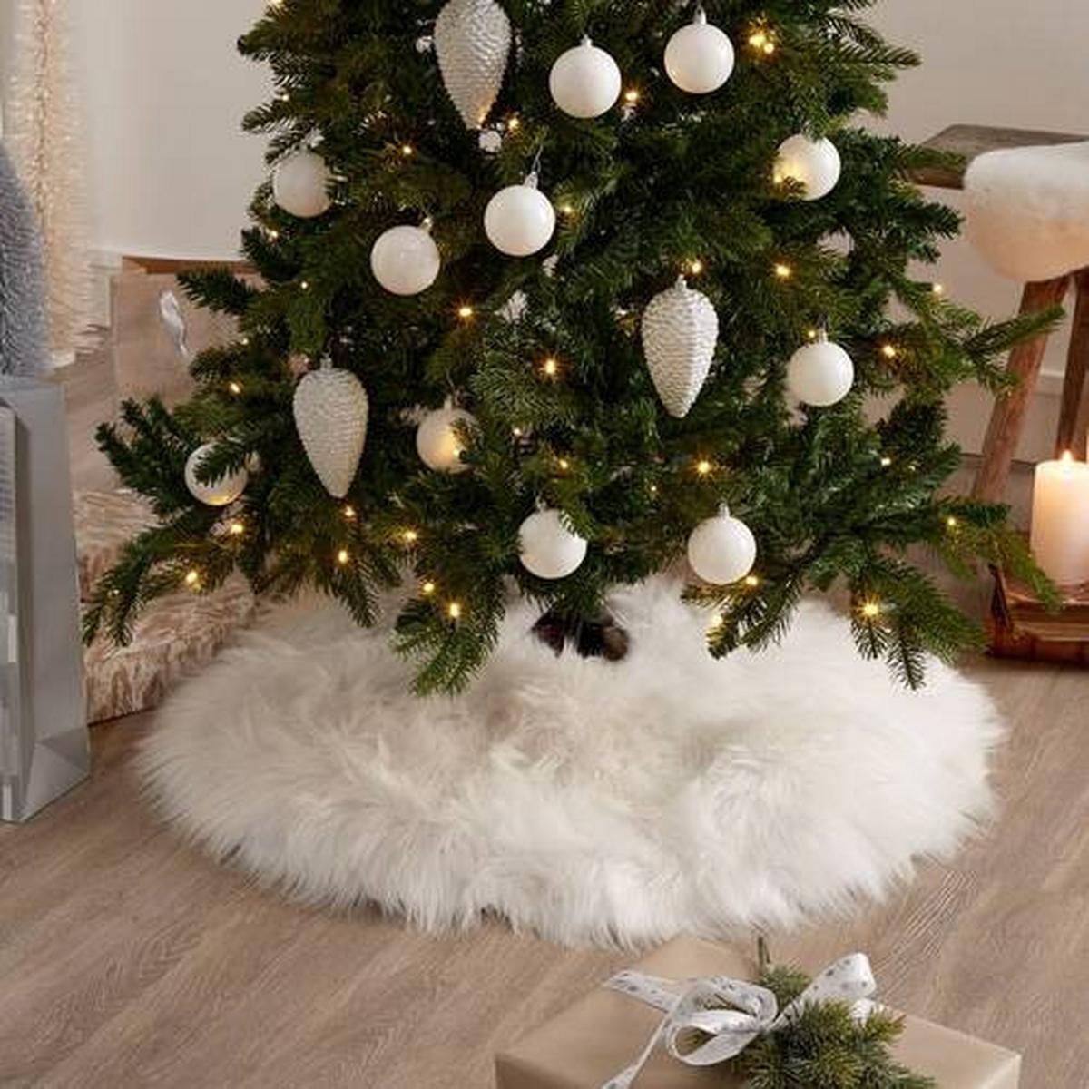 Christbaumdecke Synthetikfaser Weiß Uni-Motiv Rund - Weiß, Basics, Textil (80cm) - James Wood