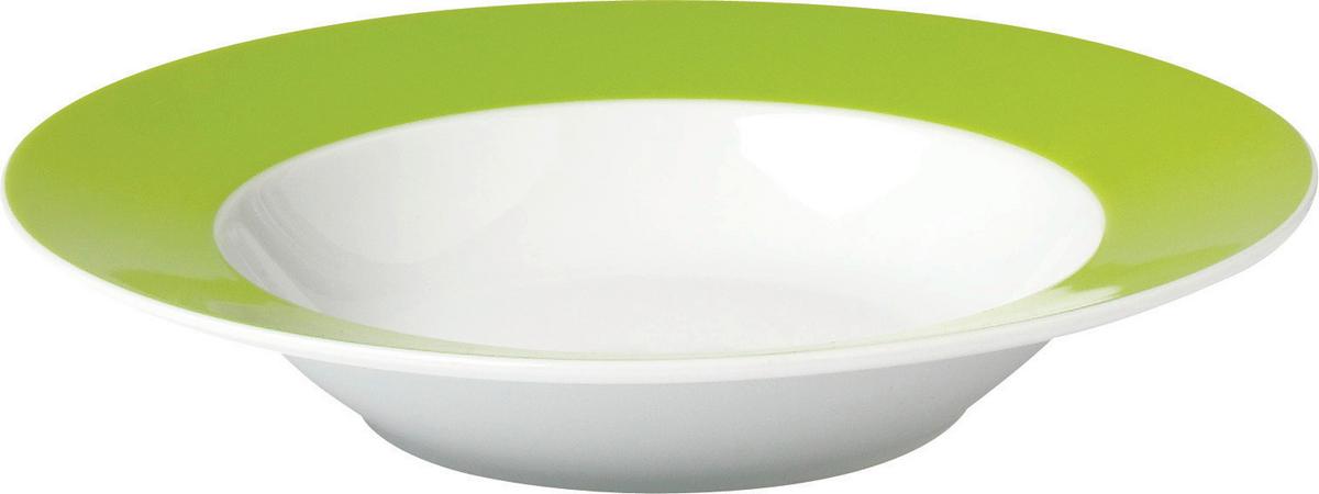 Suppentellerset Grün Weiß 6-teilig D: 21,5 cm - Weiß/Grün, Basics, Keramik (21,5cm) - Van Well