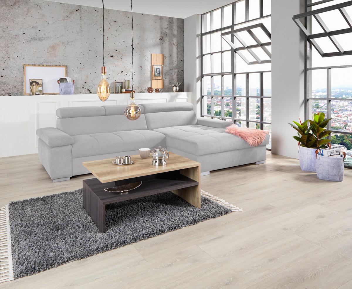 Ecksofa Mit Bettkasten Perry Silberfarben 292x183 Cm - Silberfarben, Design, Textil (292/183cm) - Livetastic