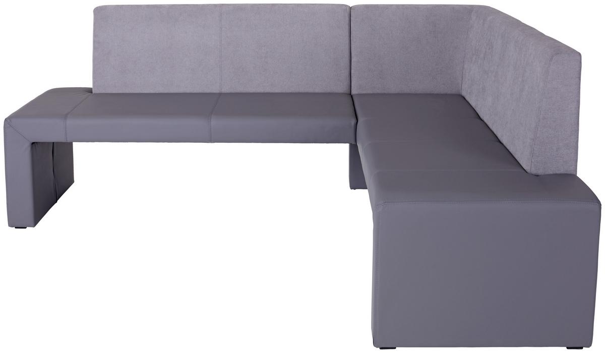 Eckbank Grau Lederlook / Webstoff Valun II 203x160 cm - Grau, KONVENTIONELL, Karton/Holz (203/160cm)