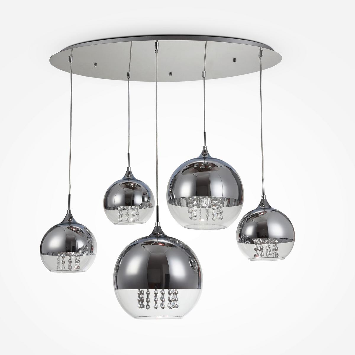 Pendelleuchte Fermi - Transparent/Nickelfarben, Trend, Glas/Metall (91/65/95cm) - MAYTONI