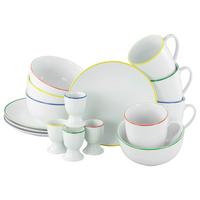 Frühstücksservice Luna Color Multicolor, Weiß L: 30 Cm - Weiß Hochglanz/Multicolor, Basics, Keramik (30/30/26cm) - Creatable