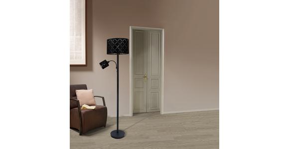 Stehlampe Gabriela Schwarz mit Flexarm und Schalter - Schwarz, ROMANTIK / LANDHAUS, Textil/Metall (35/162cm) - James Wood