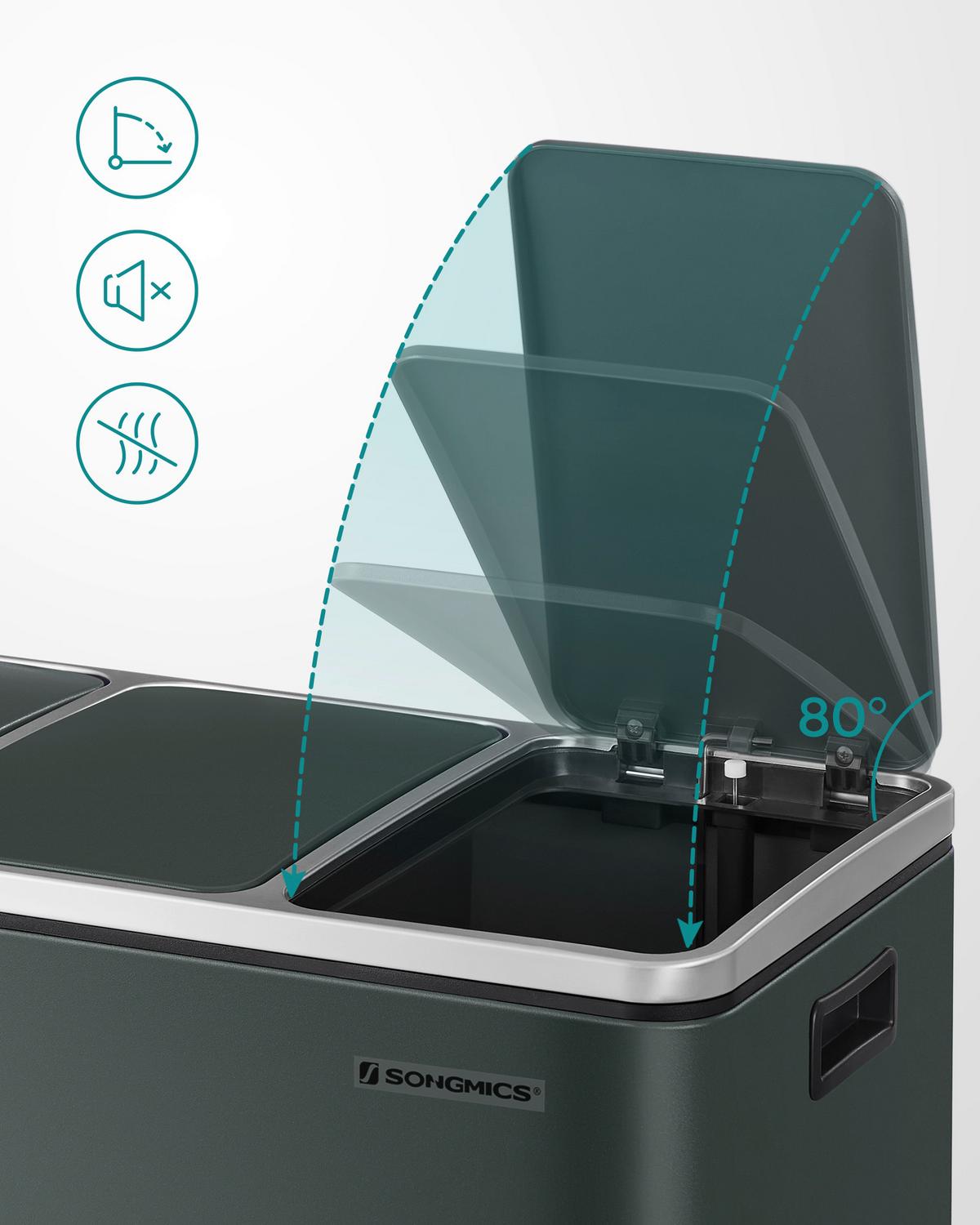Abfallsammler Grau B: 61cm - Schwarz/Grau, Basics, Kunststoff/Metall (61/55,5/31,5cm)