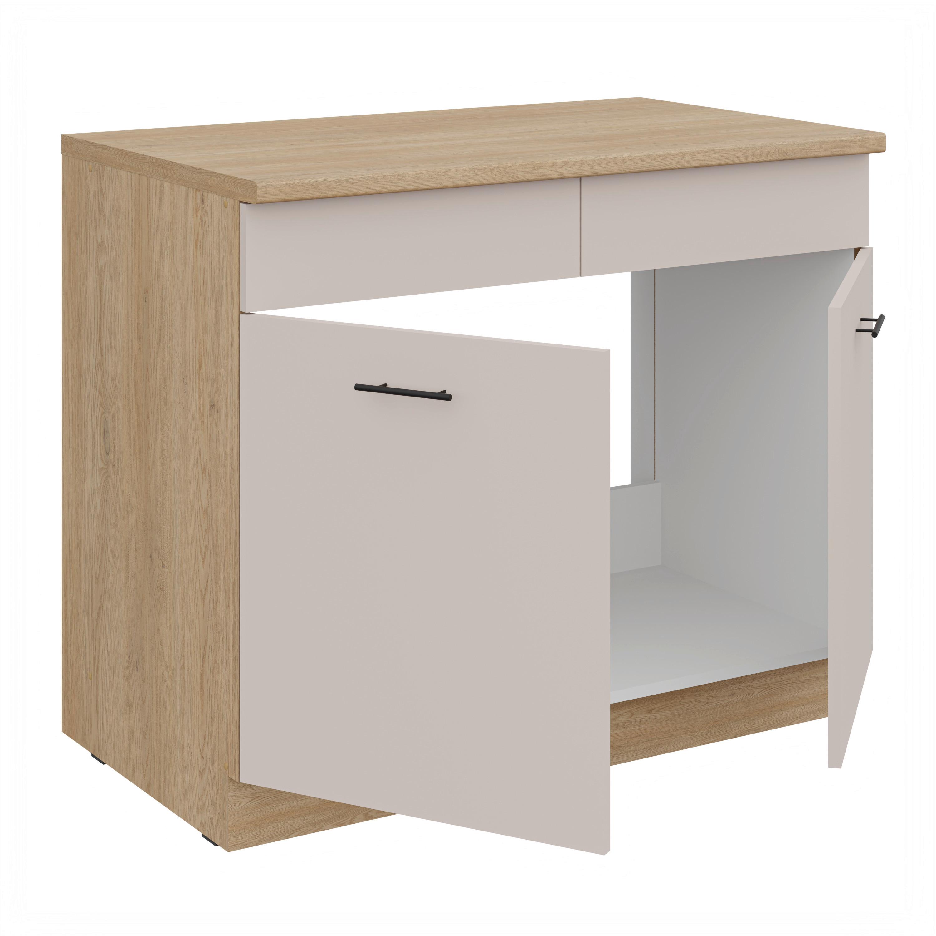 Skrinka pod drez FOX II š.100 cm - čierna/kašmírová, kompozitné drevo/plast (100/84,8/60cm)
