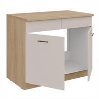 Skrinka pod drez FOX II š.100 cm - čierna/kašmírová, kompozitné drevo/plast (100/84,8/60cm)