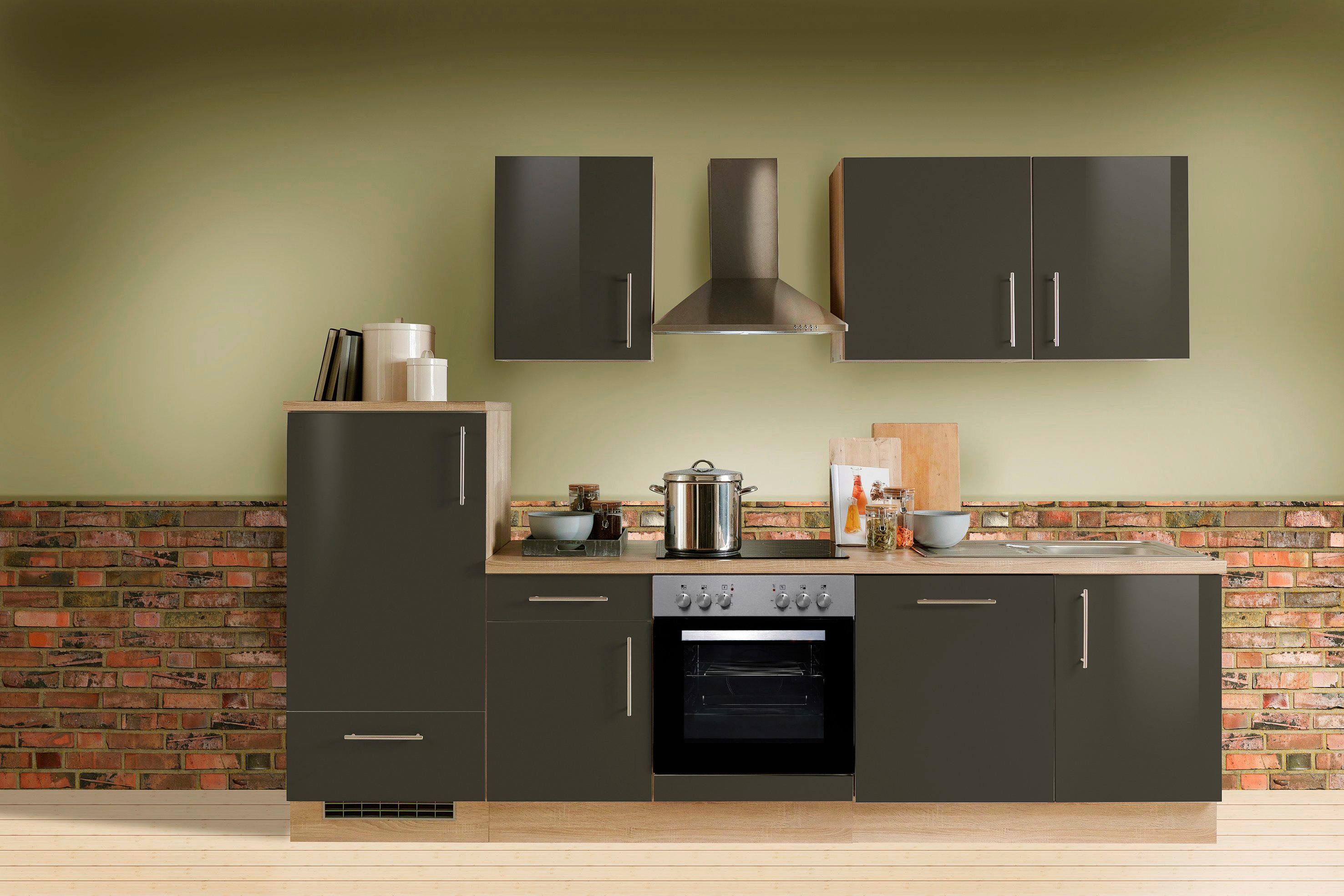 Küchenblock Premium - Dunkelbraun/Sonoma Eiche, KONVENTIONELL, Holzwerkstoff (280cm) - Menke