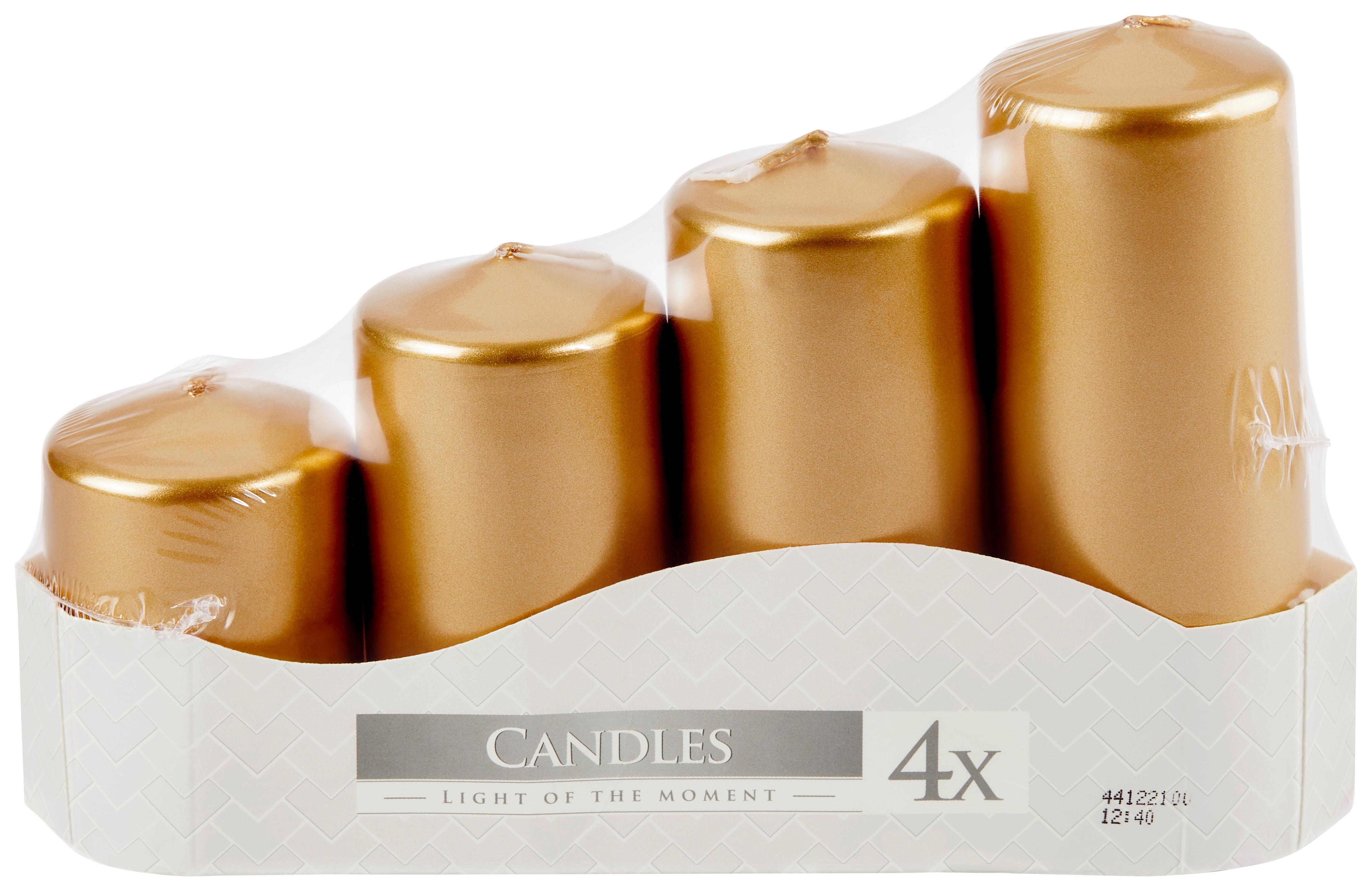 Stumpenkerze Enya - Goldfarben, Basics, Naturmaterialien (4,8/7,9,11,13cm)
