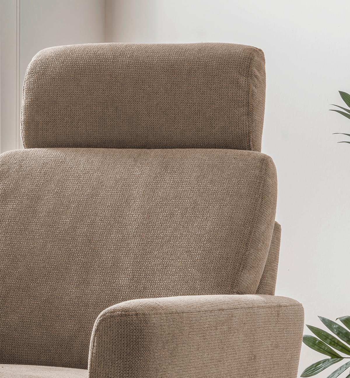 Relaxsessel Centrale T: 87-154 Cm, Hellbraun - Hellbraun/Schwarz, MODERN, Textil (77/105/87-154cm) - Livetastic