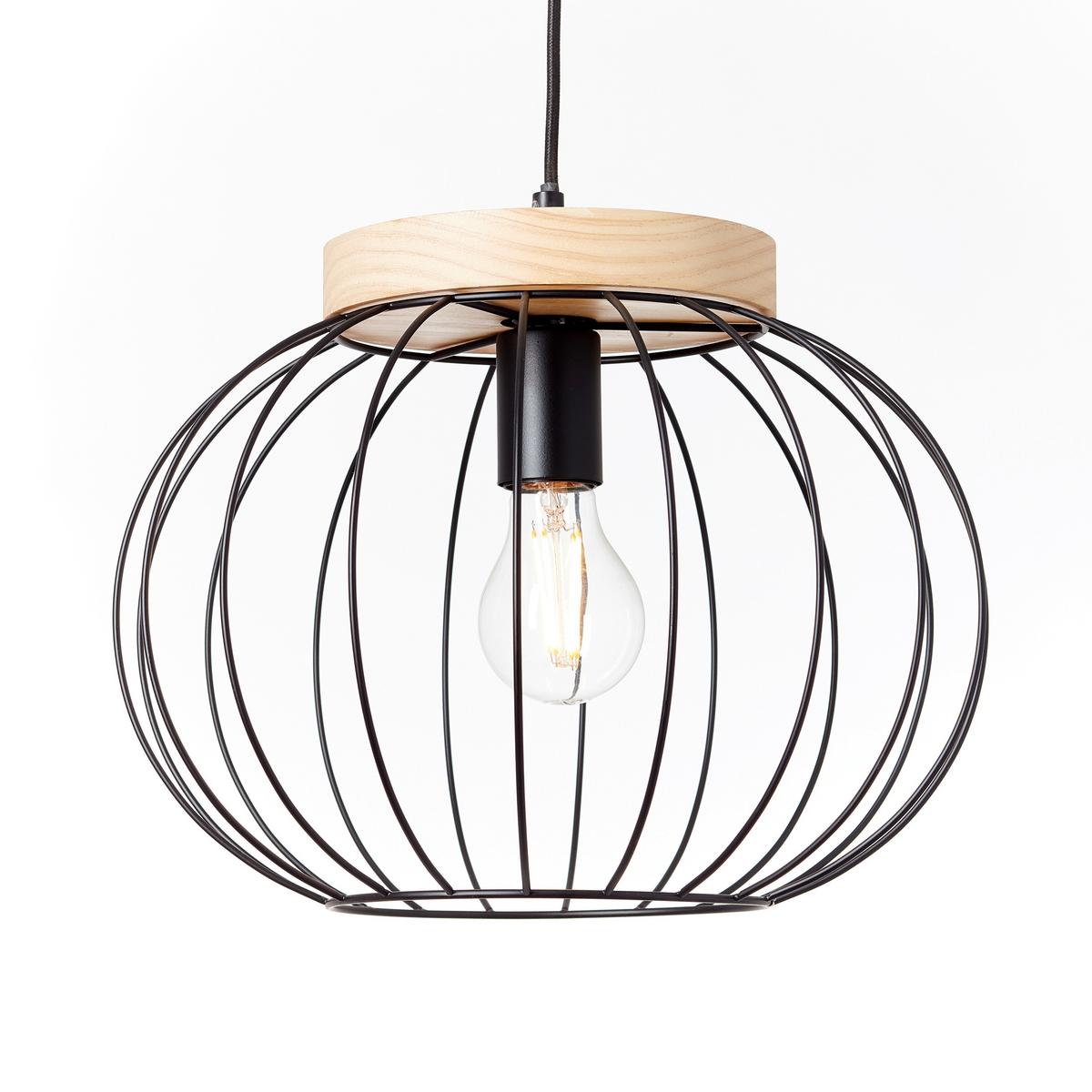 Hängeleuchte Sorana H: 130 cm 1-Flammig, Holz/Metall - Schwarz/Braun, Design, Holz/Metall (35,5/130cm) - Brilliant