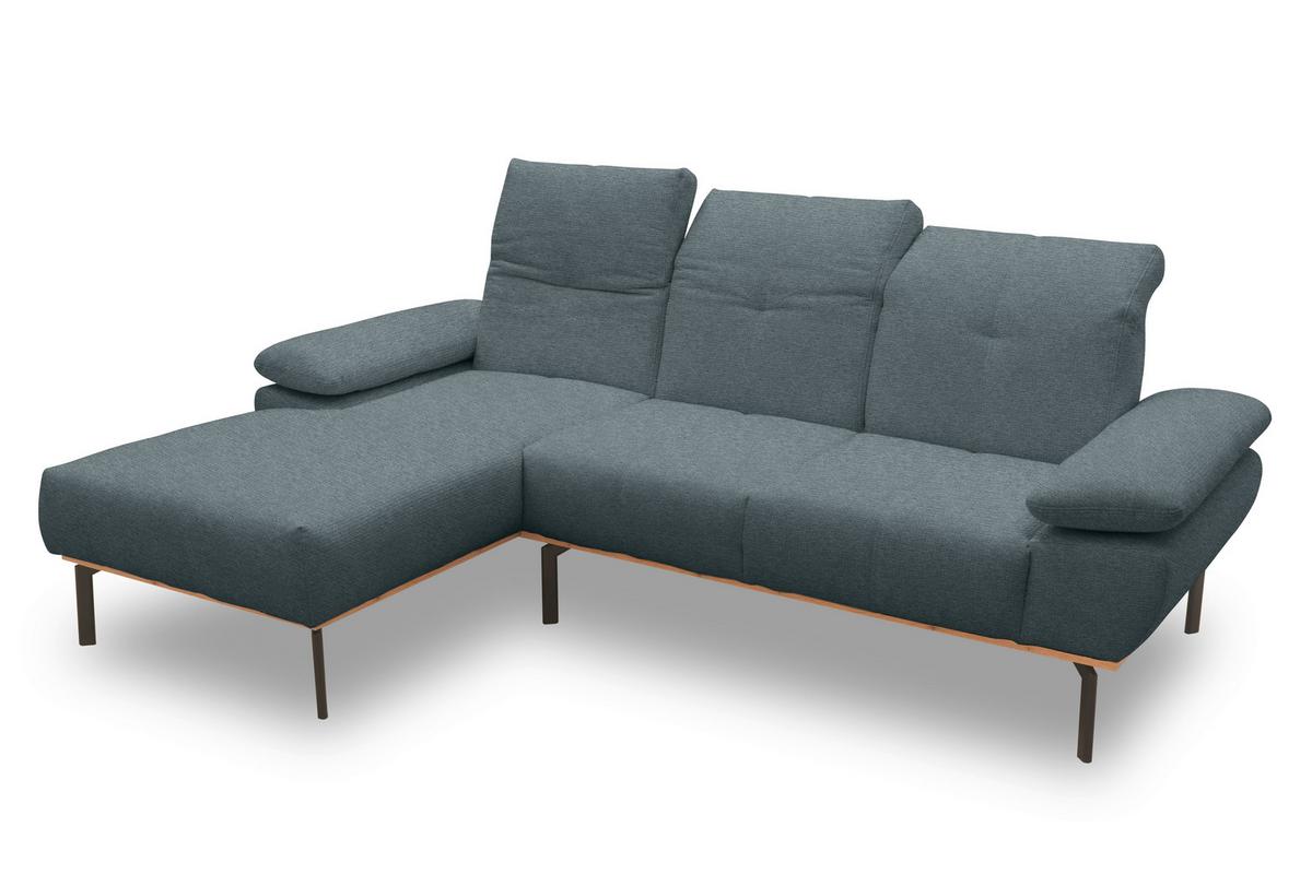 Ecksofa Grau S: 242x170 cm - Wildeiche/Schwarz, Design, Holz/Textil (242/170cm) - MID.YOU