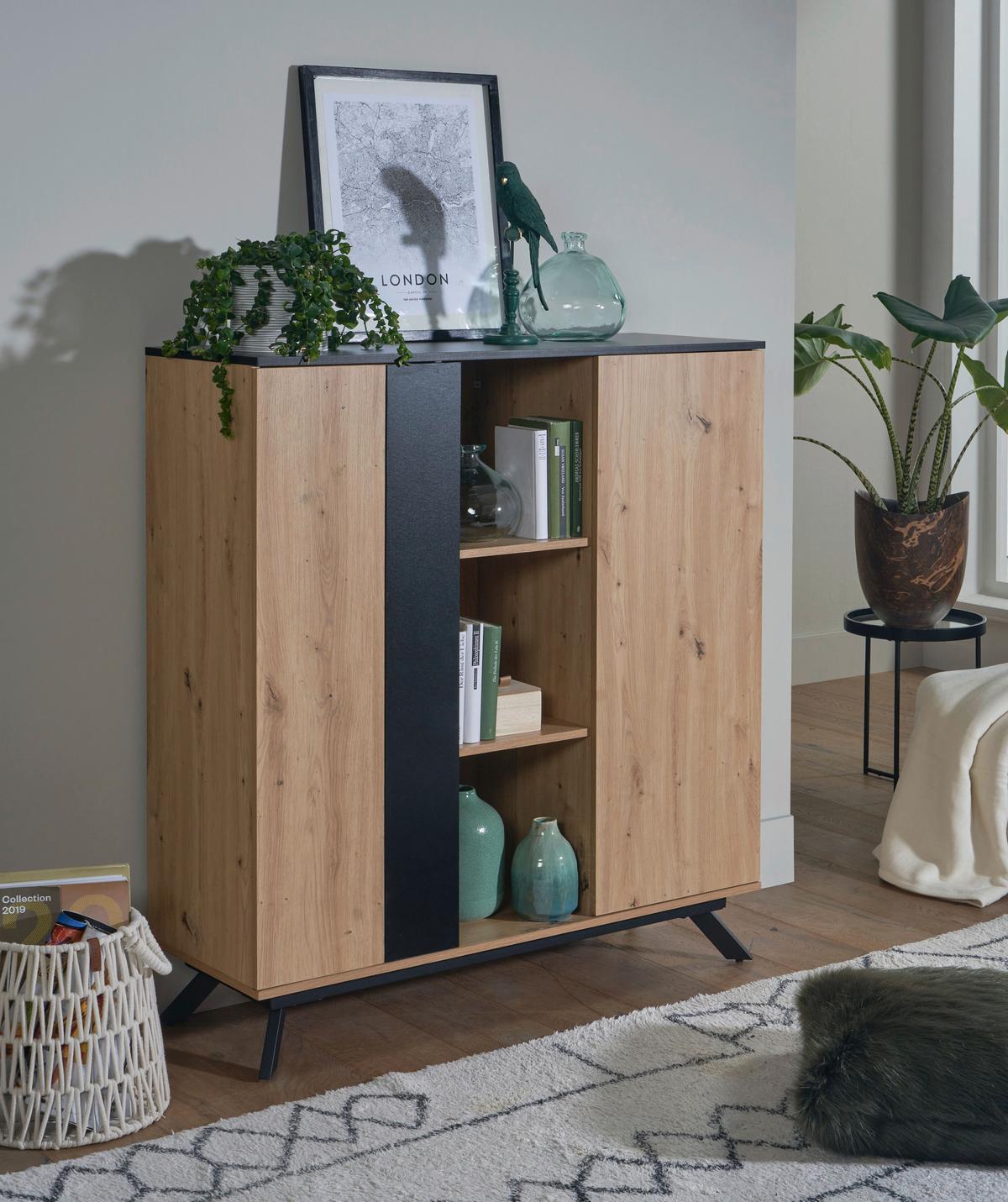 VYSOKÁ KOMODA WL - hnedá/čierna, Design, kov/kompozitné drevo (110/125/40cm) - P & B