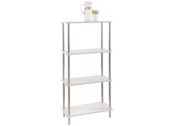 Polc Tim 2 - krómszínű/fehér, modern, műanyag/fém (60/120/30cm) Polc Tim 2 - krómszínű/fehér, modern, műanyag/fém (60/120/30cm)