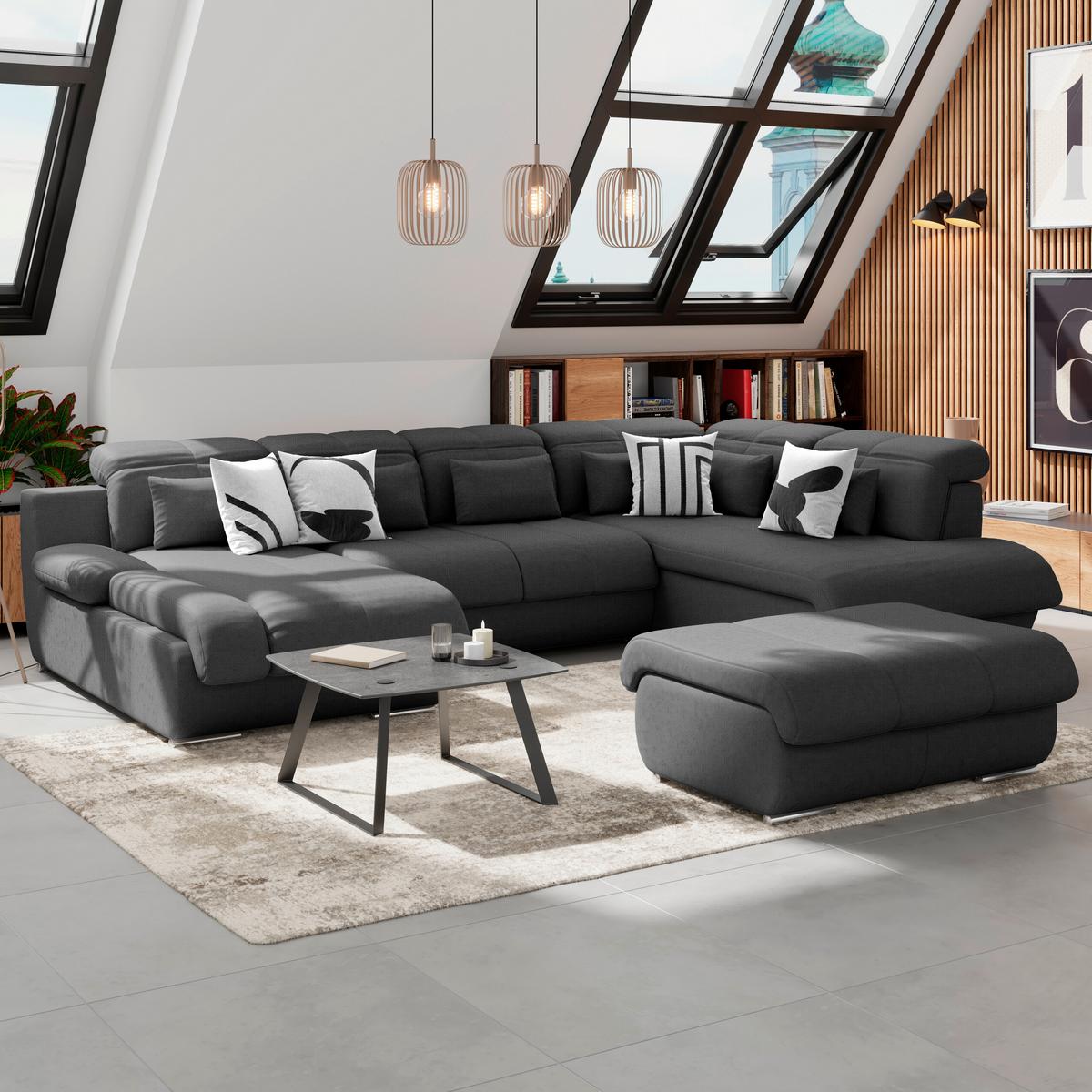 Hocker Multi - Chromfarben/Anthrazit, MODERN, Textil (100/43/80cm) - Luca Bessoni
