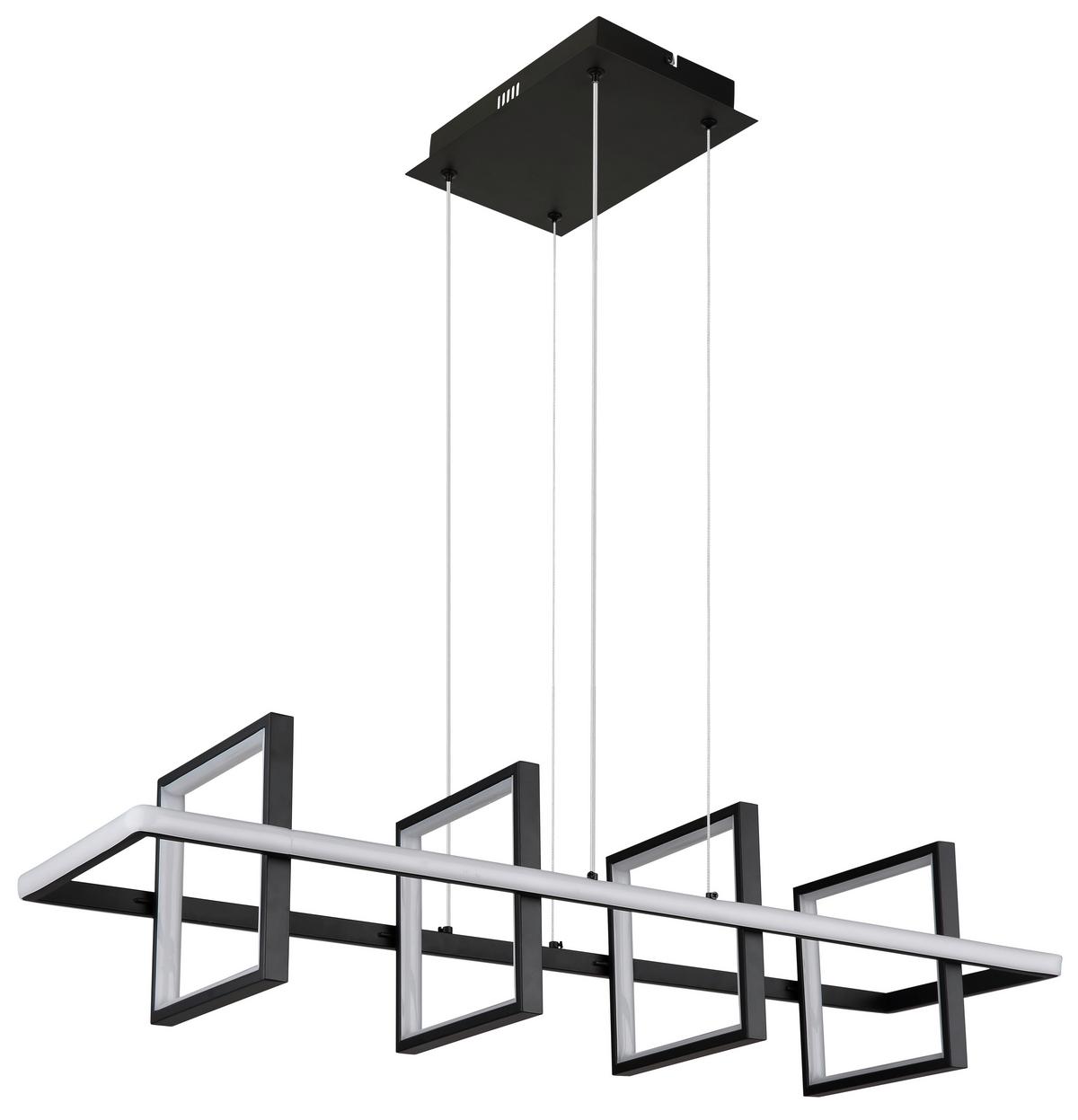 LED-Hängeleuchte 67194-60 - Opal/Schwarz, Design, Kunststoff/Metall (90/28cm) - Globo
