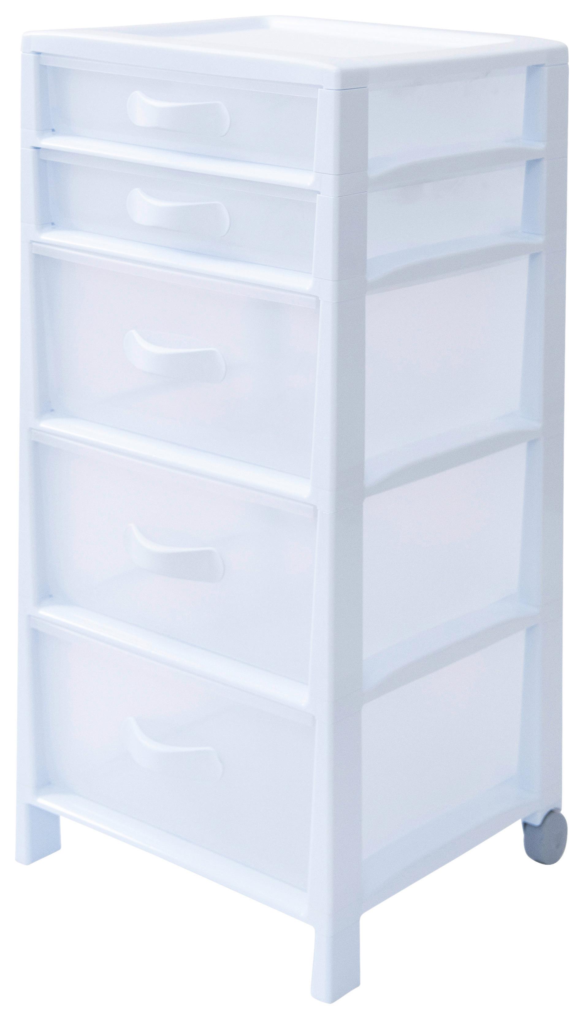 Allzweckwagen Futura mit 5 Fächern Kunststoff B: 39,5 cm - Weiß, Basics, Kunststoff (38/39,5/76cm)