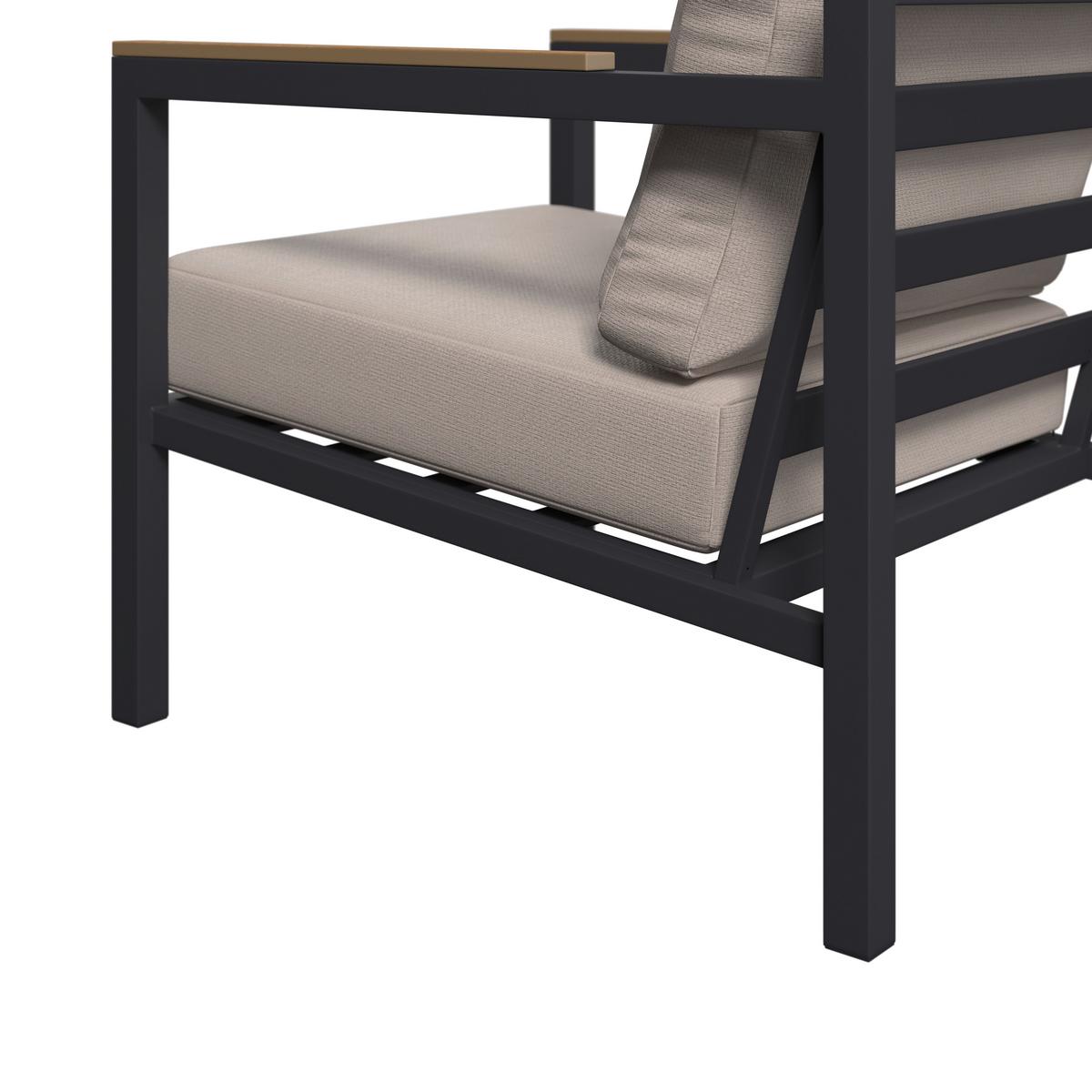 Loungegarnitur Dallas - Dunkelgrau/Beige, MODERN, Kunststoff/Textil - Beldano