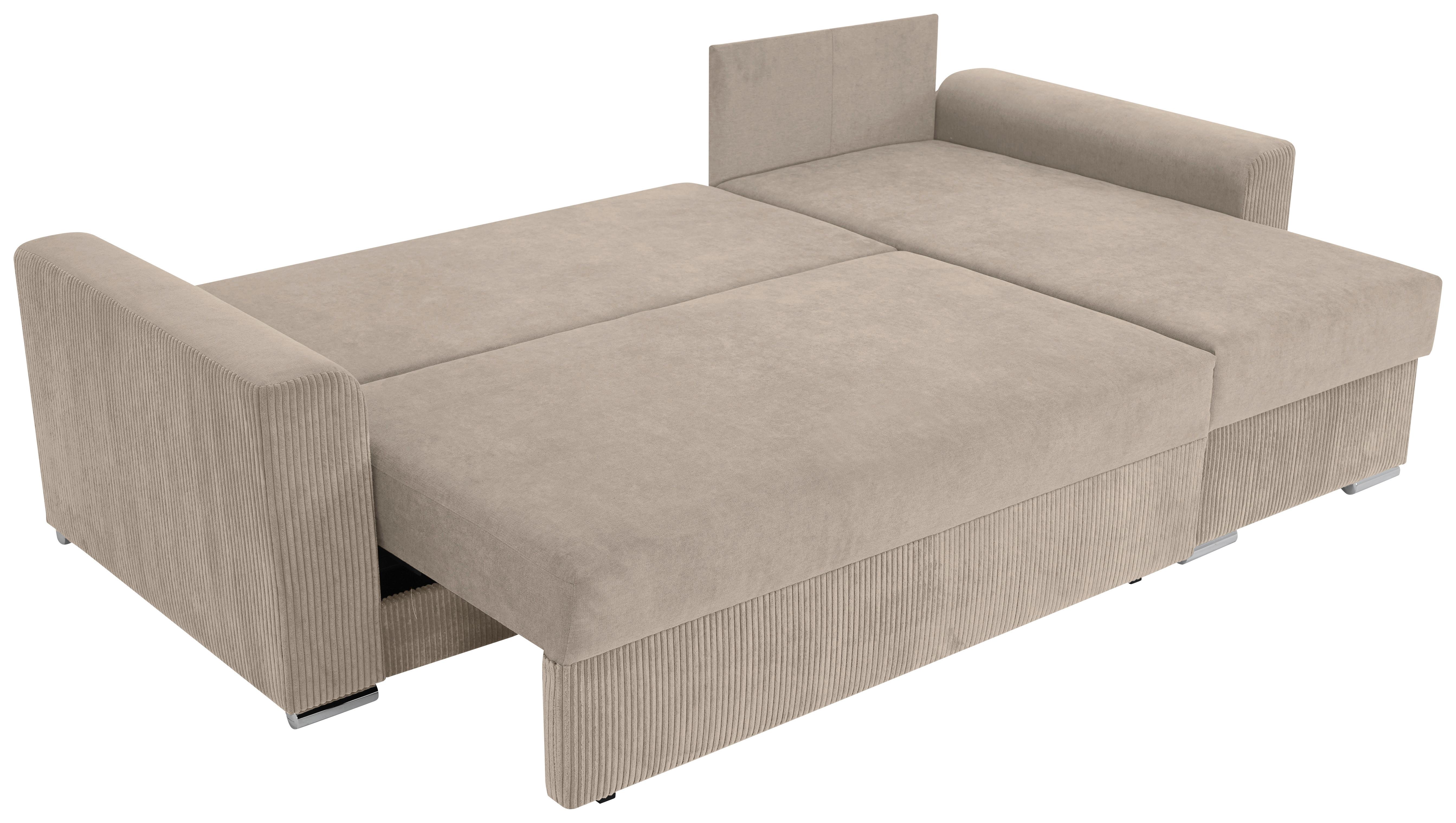 Ecksofa Diever Taupe S: 239x141 cm - Taupe/Chromfarben, Design, Textil (239/141cm) - Livetastic