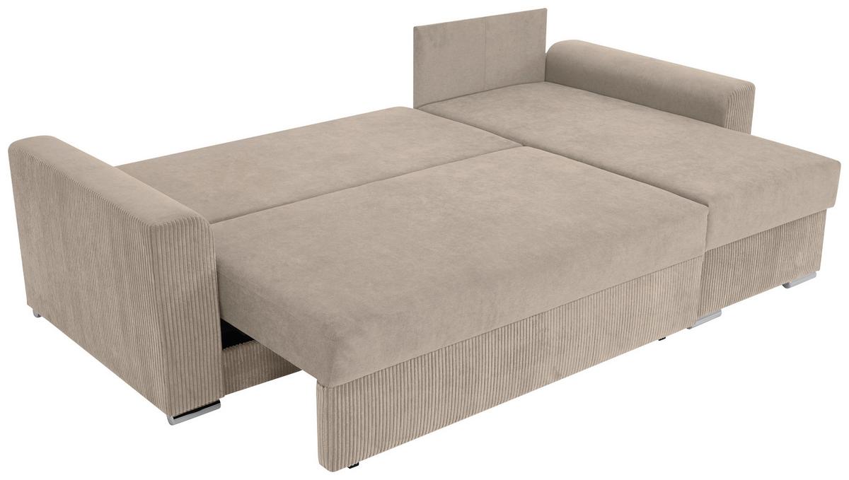 Ecksofa Diever Taupe S: 239x141 cm - Taupe/Chromfarben, Design, Textil (239/141cm) - Livetastic