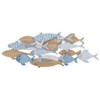 Wanddeko Fish Sea Blau, Wildeiche Dekor B: 91 Cm - Basics, Holzwerkstoff/Metall (91/33.5/3cm)