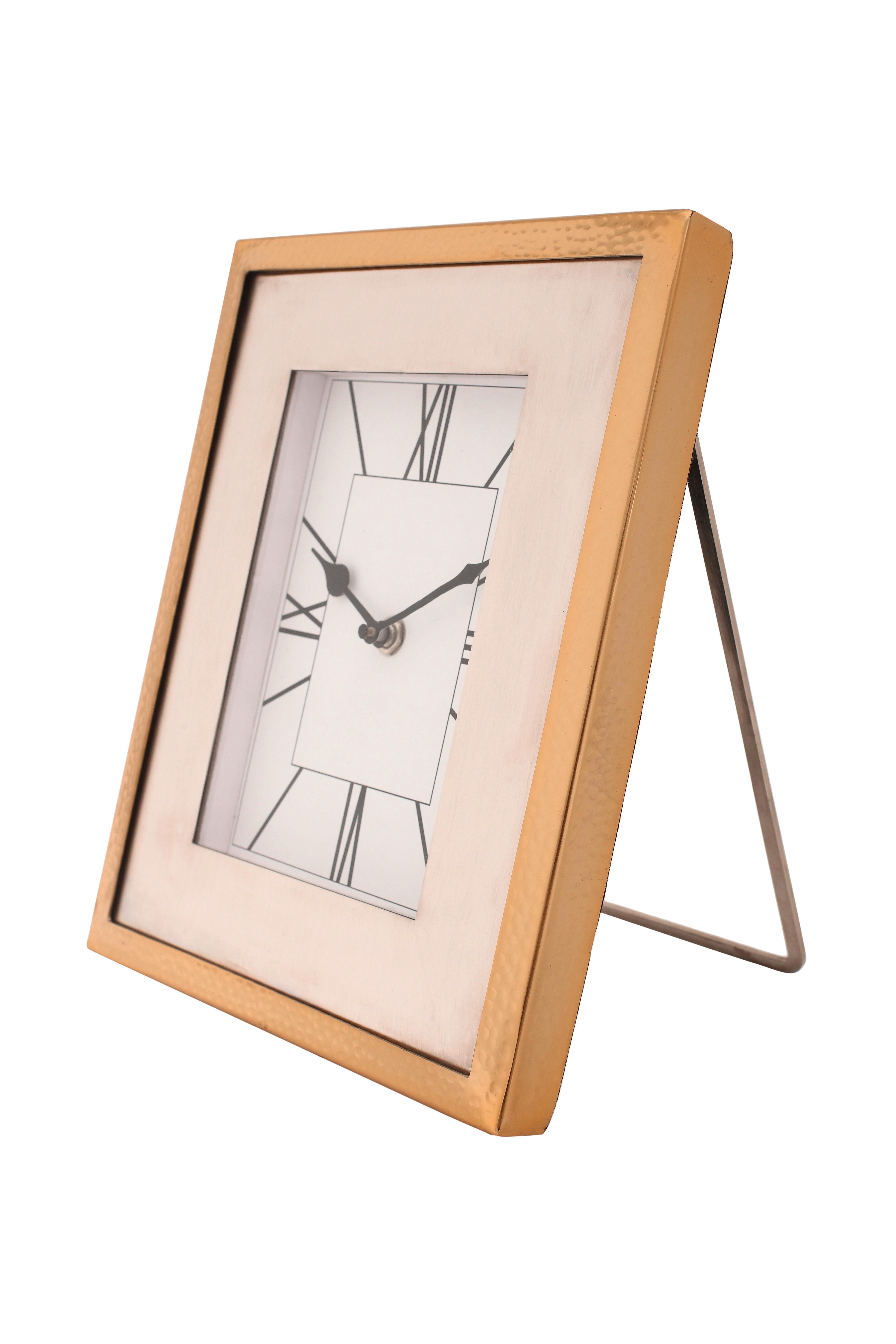 Tischuhr Moments 27x21 cm Gold Metall/Glas mit Standfuß - Goldfarben, MODERN, Glas/Metall (27/21/3cm)