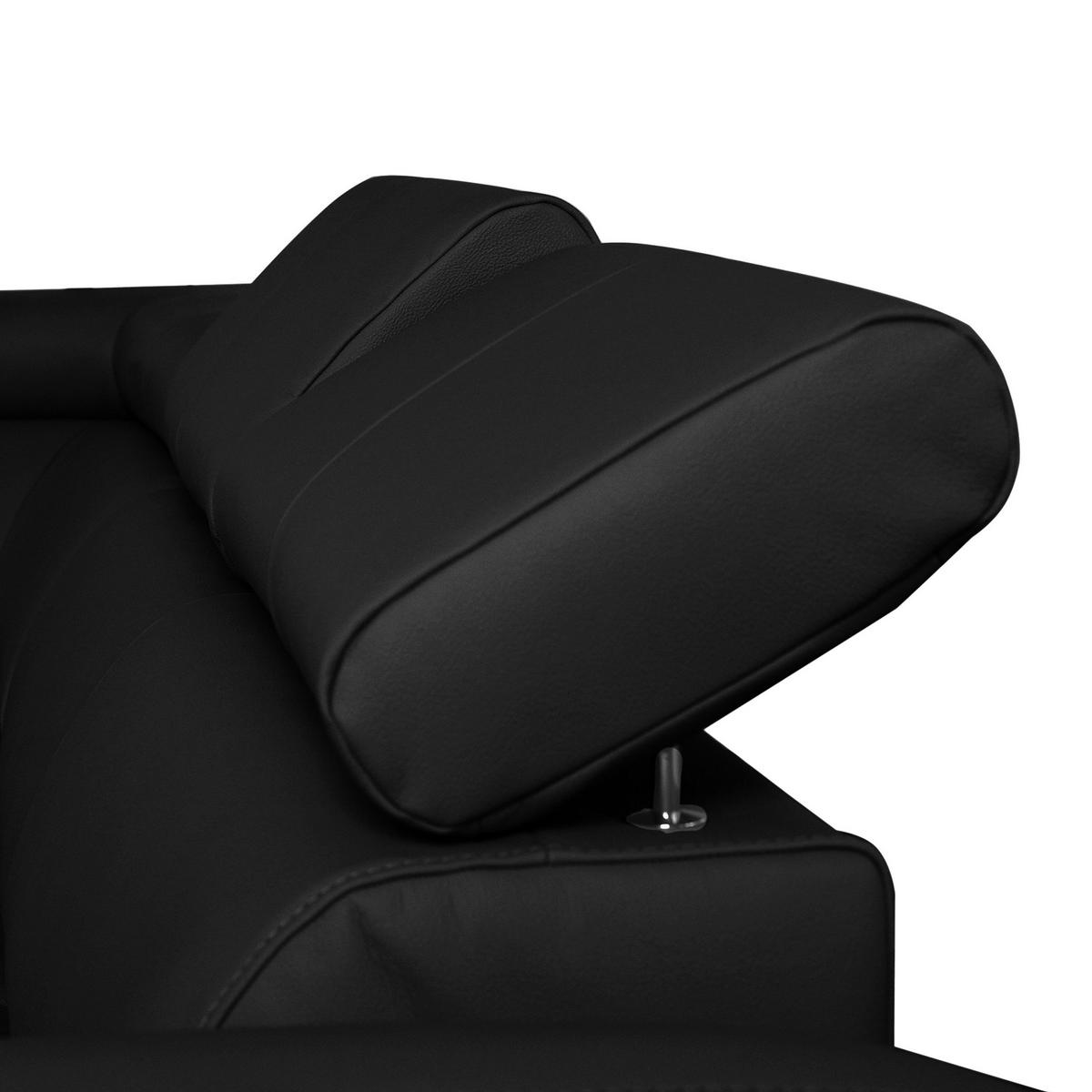 Ecksofa Aspen Lederlook Schwarz 176x242 Cm - Chromfarben/Schwarz, Design, Leder/Textil (176/242cm) - Livetastic