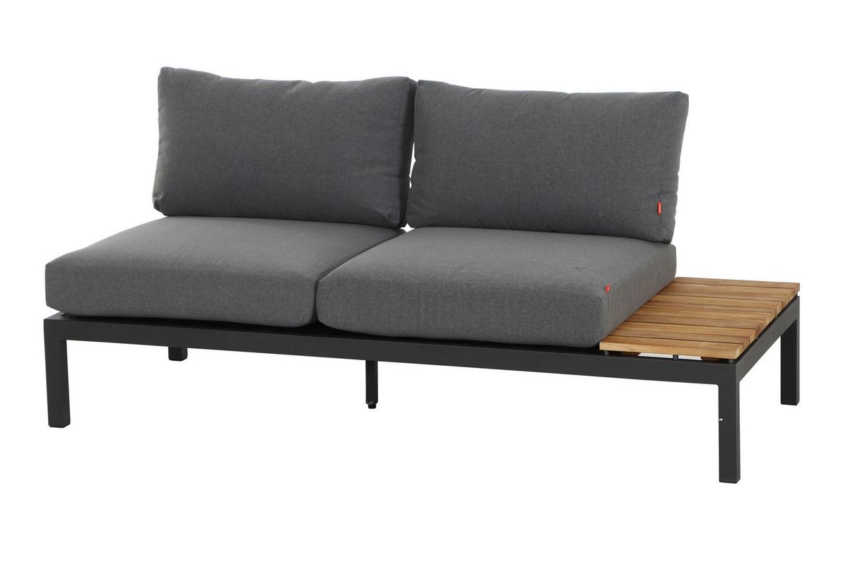 Loungegarnitur 4-Tlg Teakholz/Metall mit Kissen - Anthrazit/Grau, KONVENTIONELL, Holz/Textil (252/84/252cm) - Siena Garden