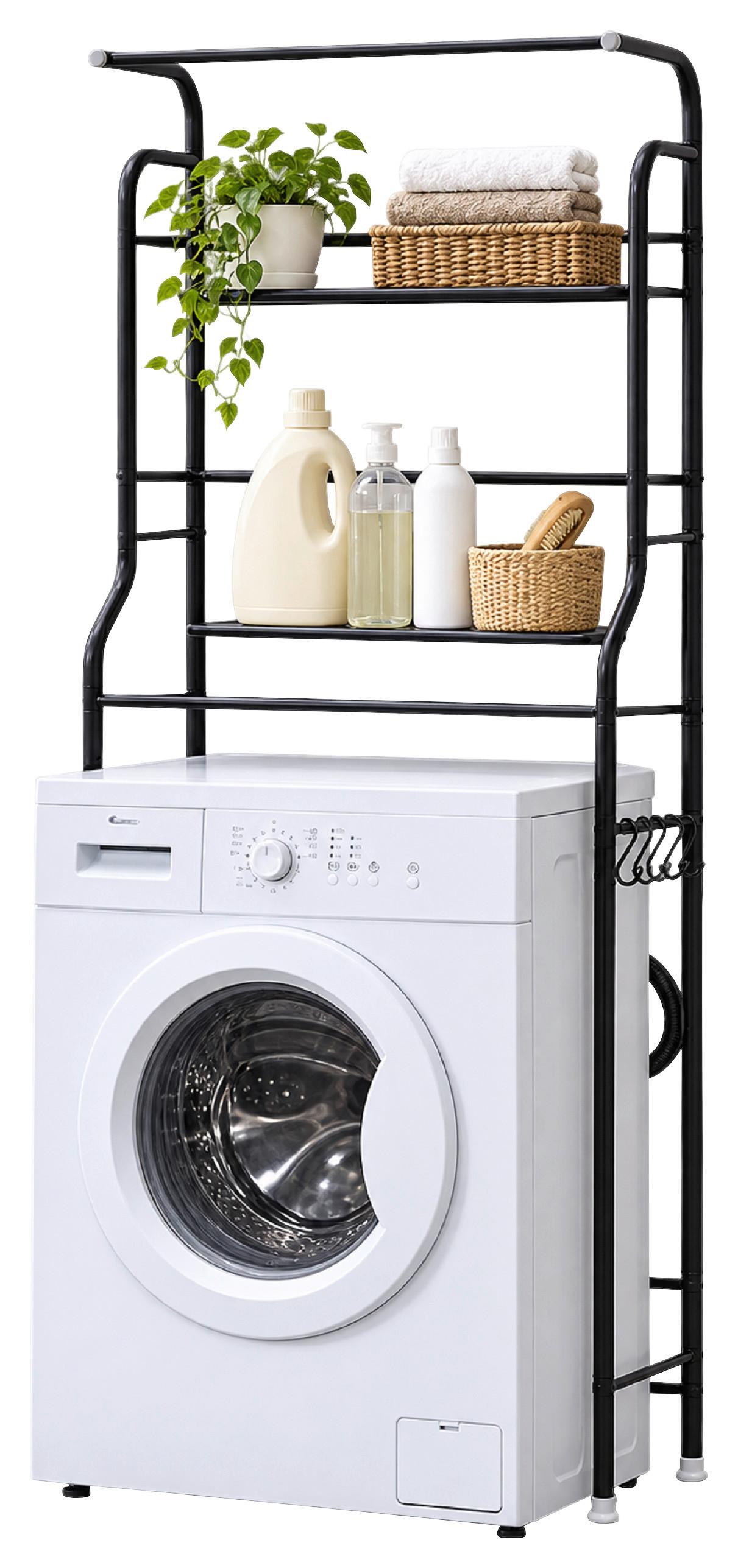 WASCHMASCHINENREGAL ANTON - Schwarz, Trend, Metall (65/162/25cm) - Homezone