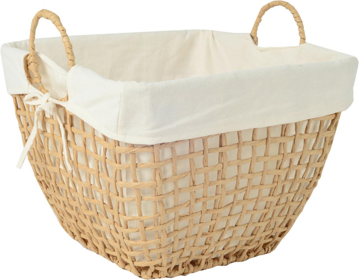 Korb Emiliano - Naturfarben/Weiß, ROMANTIK / LANDHAUS, Papier/Textil (37/37/28-34cm) - Luca Bessoni