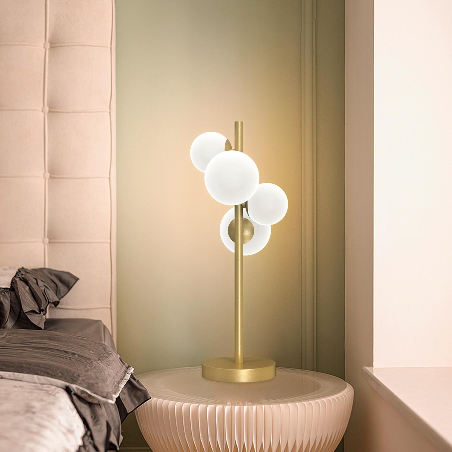 Tischleuchte LGoro Honig L: 24 cm - Goldfarben/Honig, Design, Glas/Kunststoff (24/24/48cm)