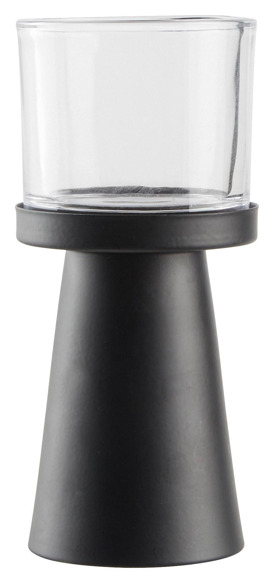 Stojan Na Svíčku Pius, V: 19cm - černá, Basics, kov/sklo (8/19cm) - Modern Living