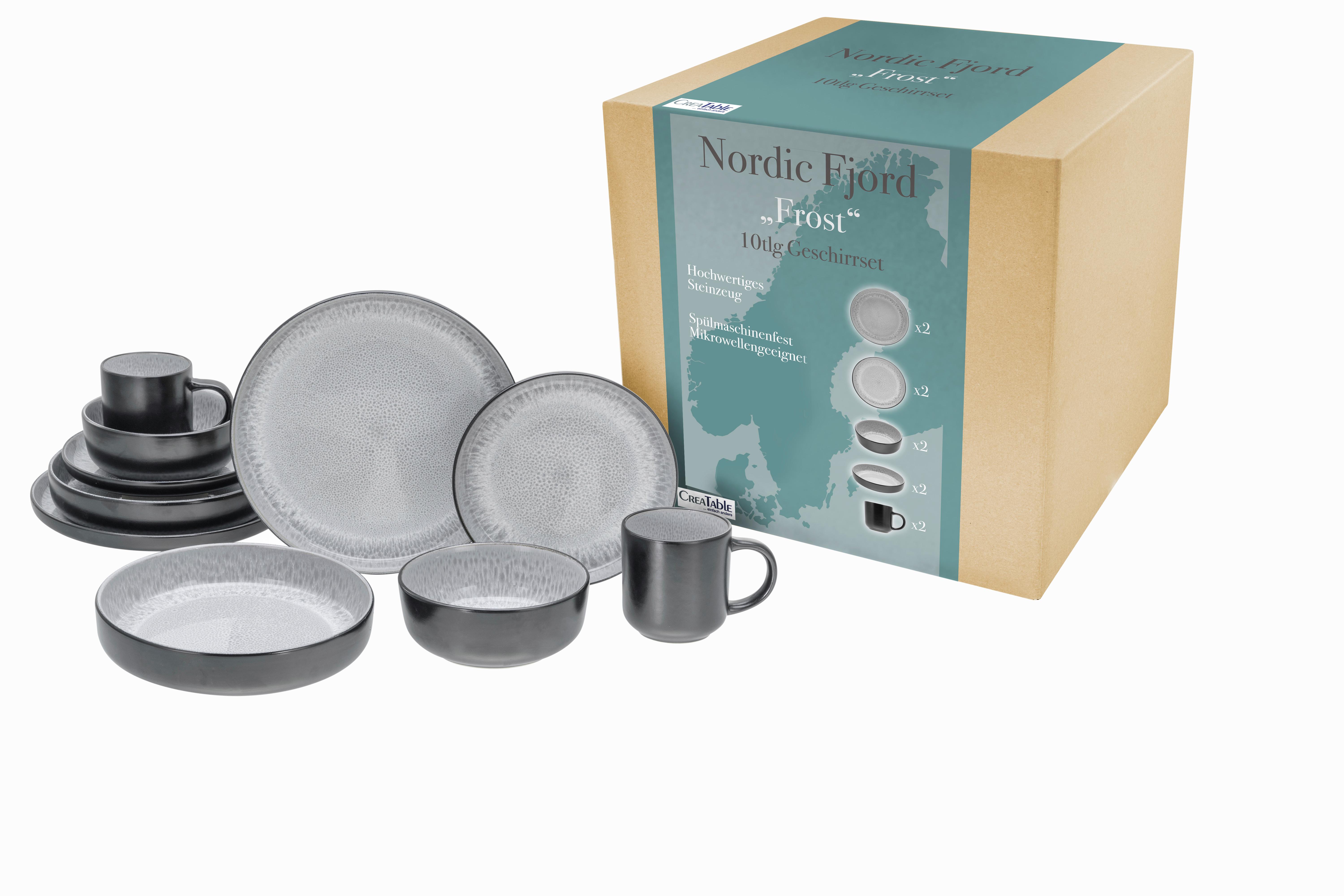 Kombinovaný servis 10-dielny - svetlosivá, Trend, keramika - Creatable