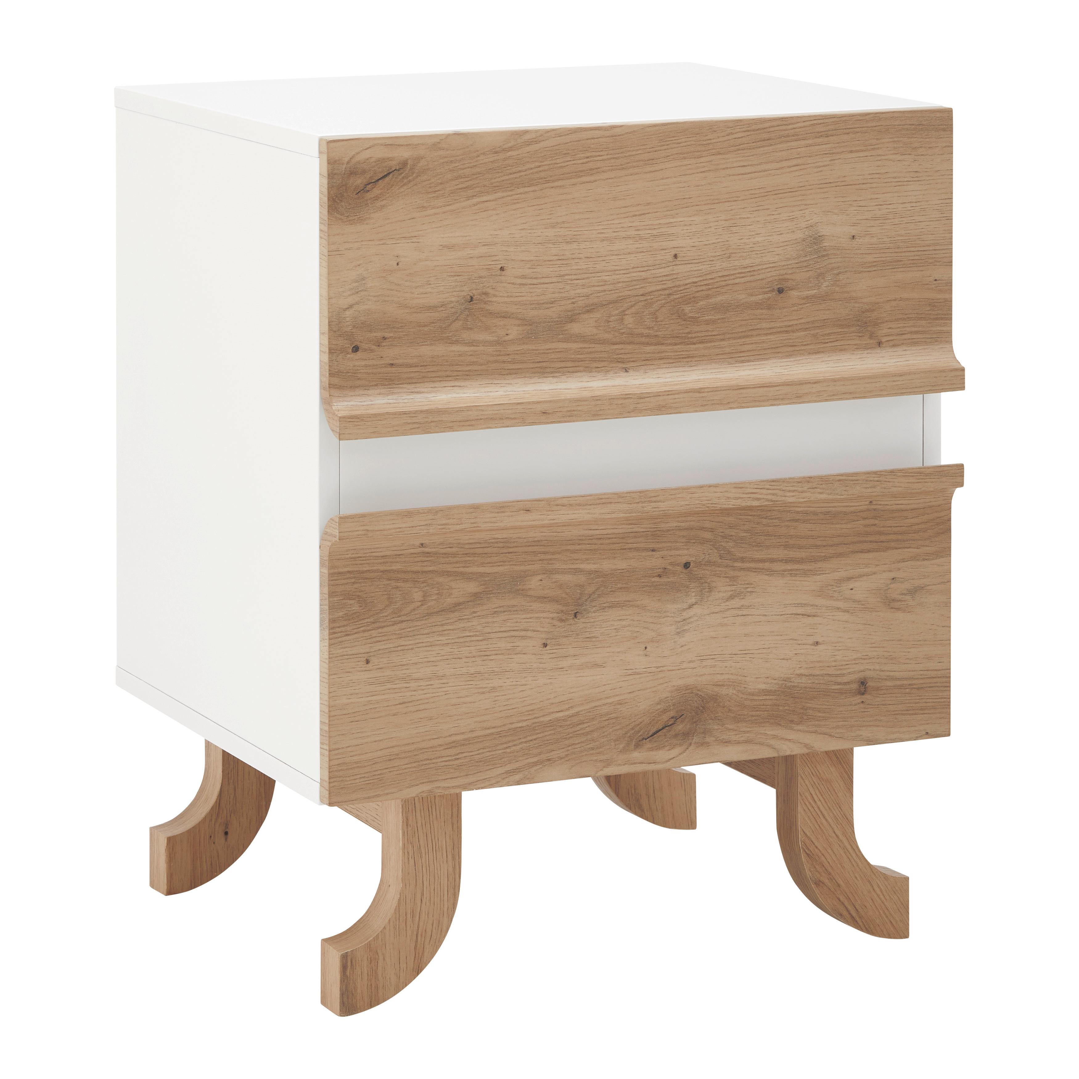 Noční stolek VIRA barvy dubu/bílá - bílá/barvy borovice, Moderní, dřevo (48/60/43cm) - Bessagi Home