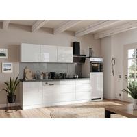 Küchenzeile Monza mit Geräten B: 300 cm Weiß/Grau + Spüle - Weiß Hochglanz/Weiß, LIFESTYLE, Holzwerkstoff (300cm) - Held