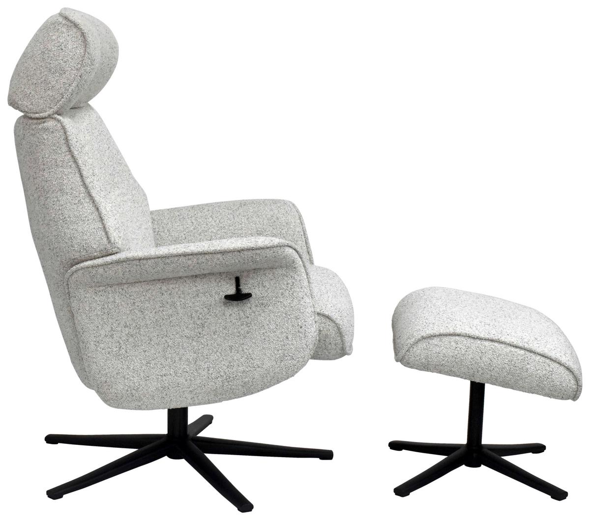 Relaxsesselset Mellow Beige B: 77 cm - Creme/Schwarz, Design, Holz/Textil (77/108/81cm) - Livetastic