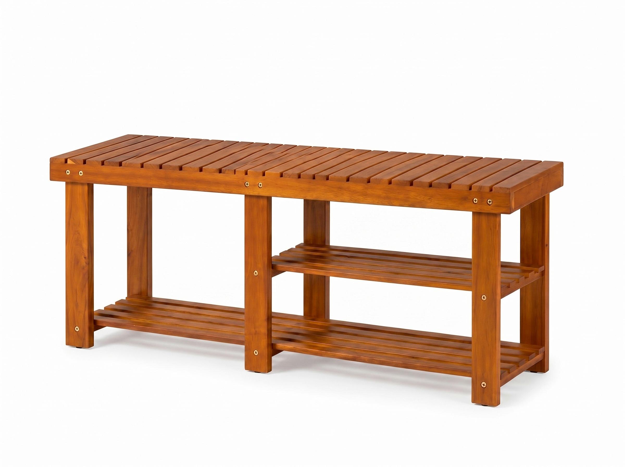 Sitzbank mit Schuhablage 2 in 1 - Akaziefarben, Basics, Holz (70/33/46cm) - Prestige Home