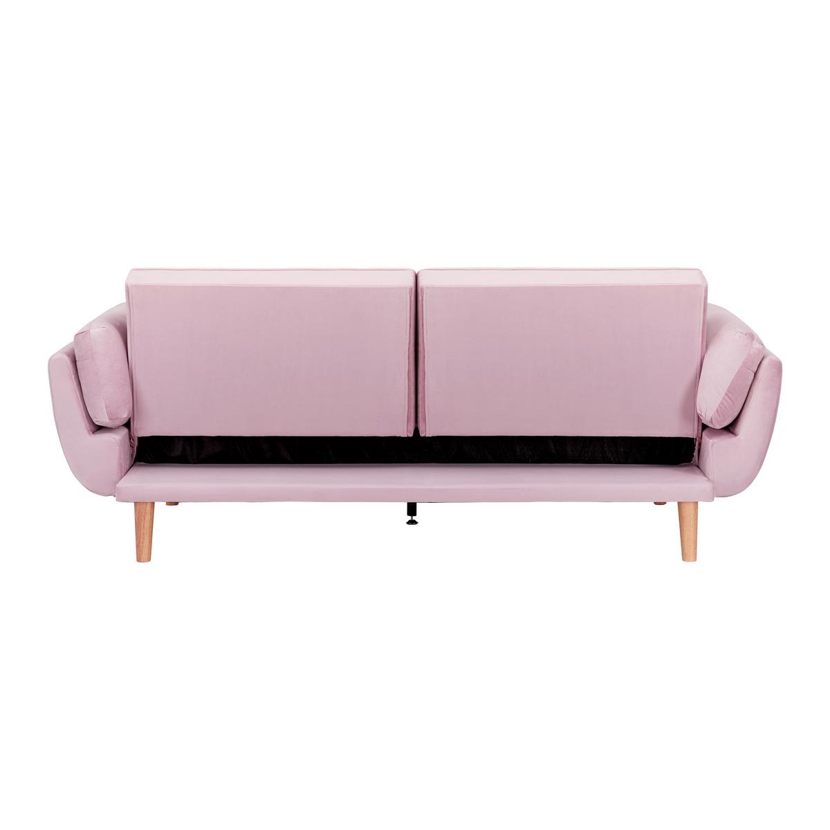 Rozkládací pohovka CORA, růžový samet, max. 360 kg - růžová/přírodní barvy, Moderní, dřevo/textil (214/92/81cm) - Bessagi Home