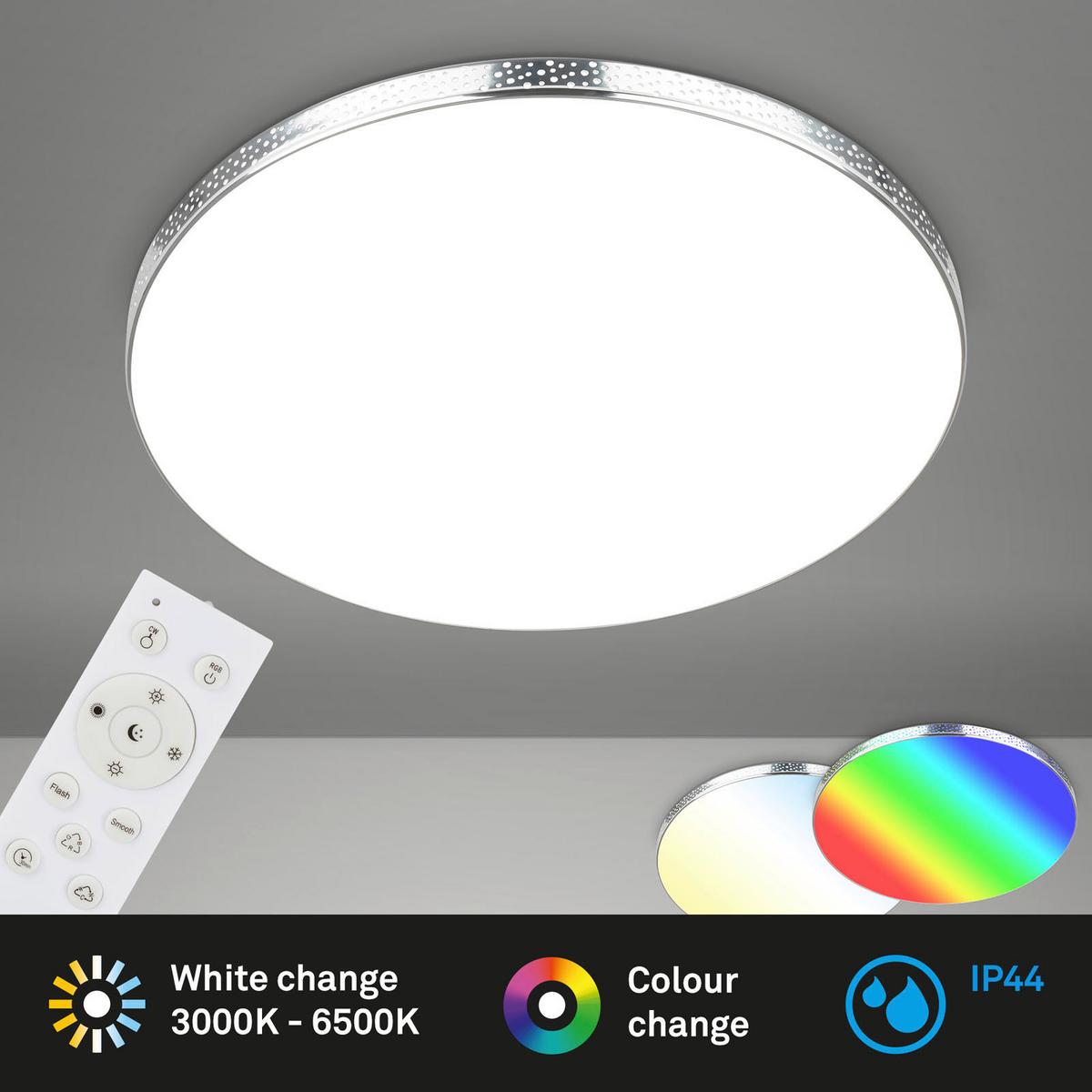 Led-deckenleuchte 3679-118 Ø 45,5 Cm Multicolor - Chromfarben/Weiß, Basics, Kunststoff/Metall (45,5/7,5cm) - Briloner