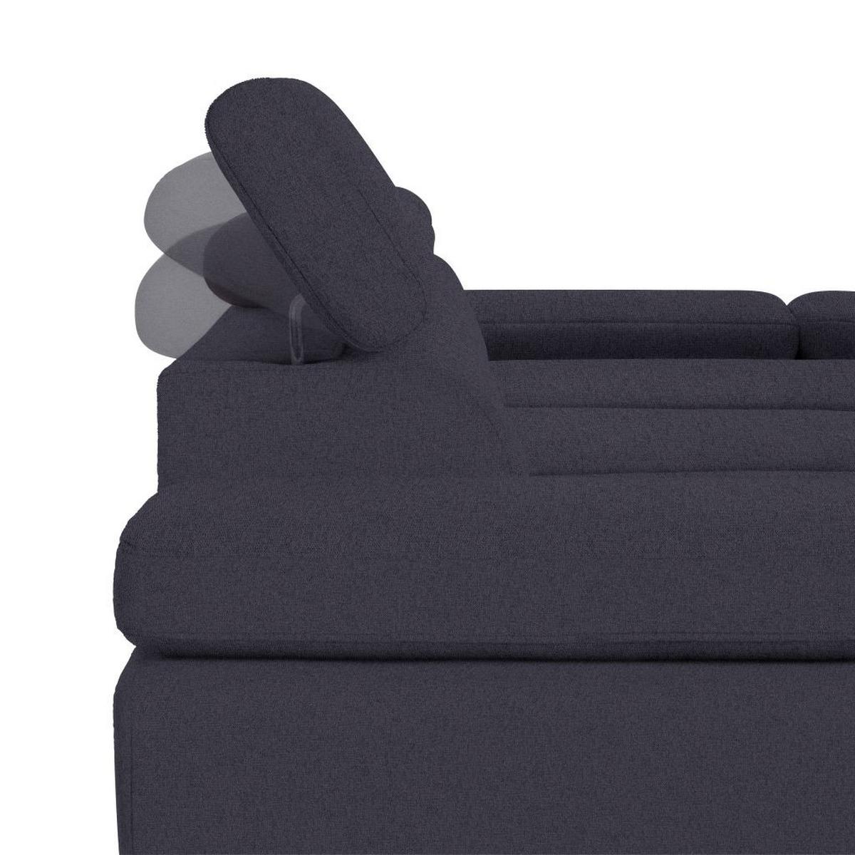 Rohová sedačka MILNA, pravá, tmavě modrá - černá/tmavě modrá, Moderní, kov/textil (277/189cm) - Mömax