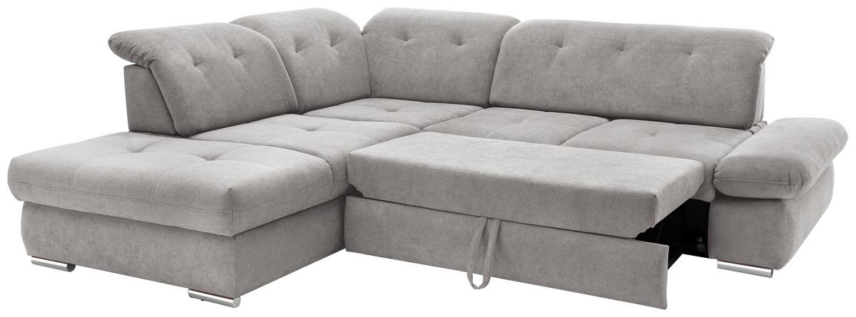 Ecksofa Dalida Grau S: 254x280 cm - Chromfarben/Grau, MODERN, Textil (254/280cm) - Livetastic