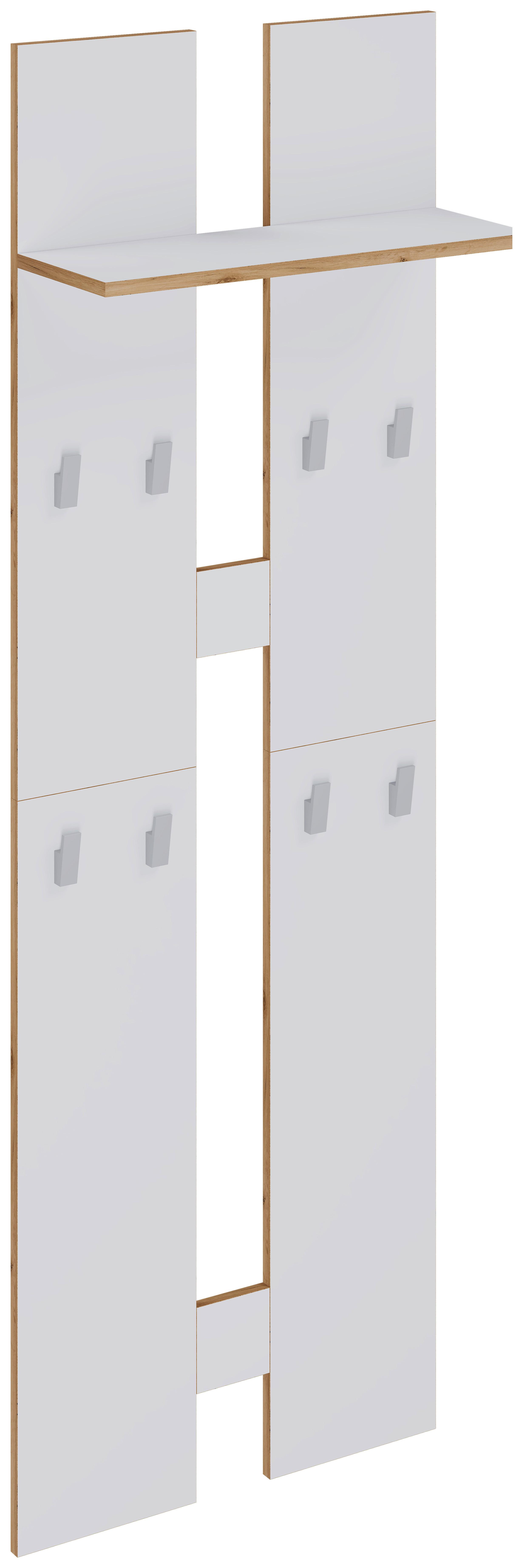 Wandgarderobe Salia Weiß/Honigeiche, B:57 cm - Honigeiche/Weiß, Design, Holzwerkstoff (57/170/20cm) - MID.YOU