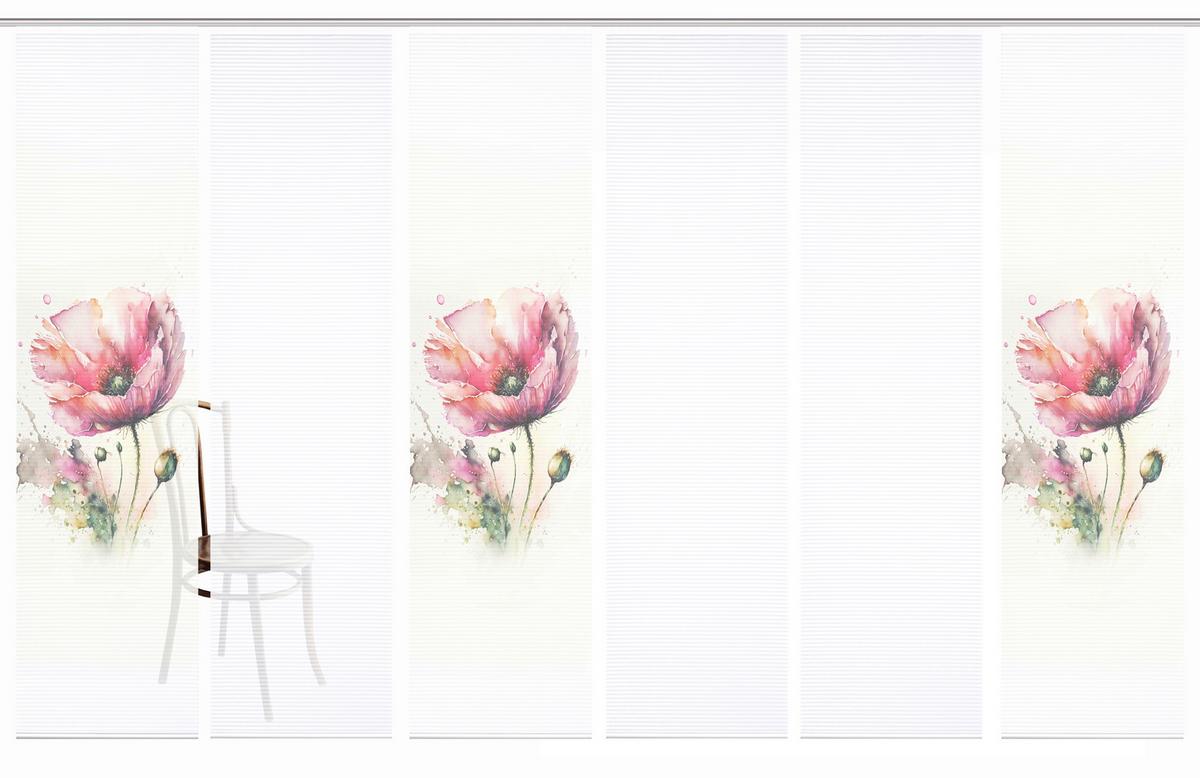 Flächenvorhang Meliora 6er Set - Salbeigrün/Rosa, Natur, Textil (60/245cm)