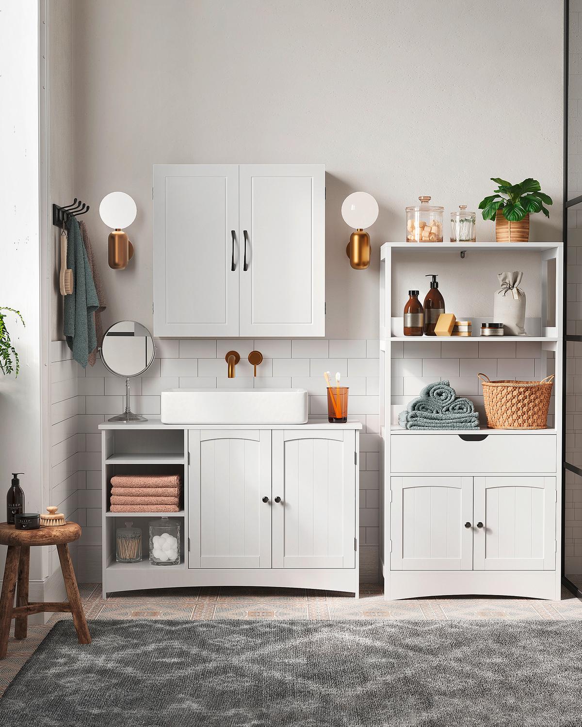 Waschbeckenunterschrank Washbasin Cabinet - Weiß, MODERN, Holzwerkstoff (90/60/30cm) - MID.YOU