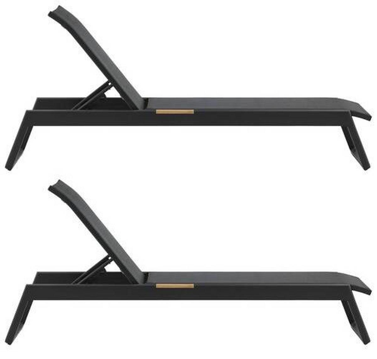 Sonnenliege Mexico Aluminium,, verstellbar - Schwarz, KONVENTIONELL, Metall (60/35/200cm) - Gardenson