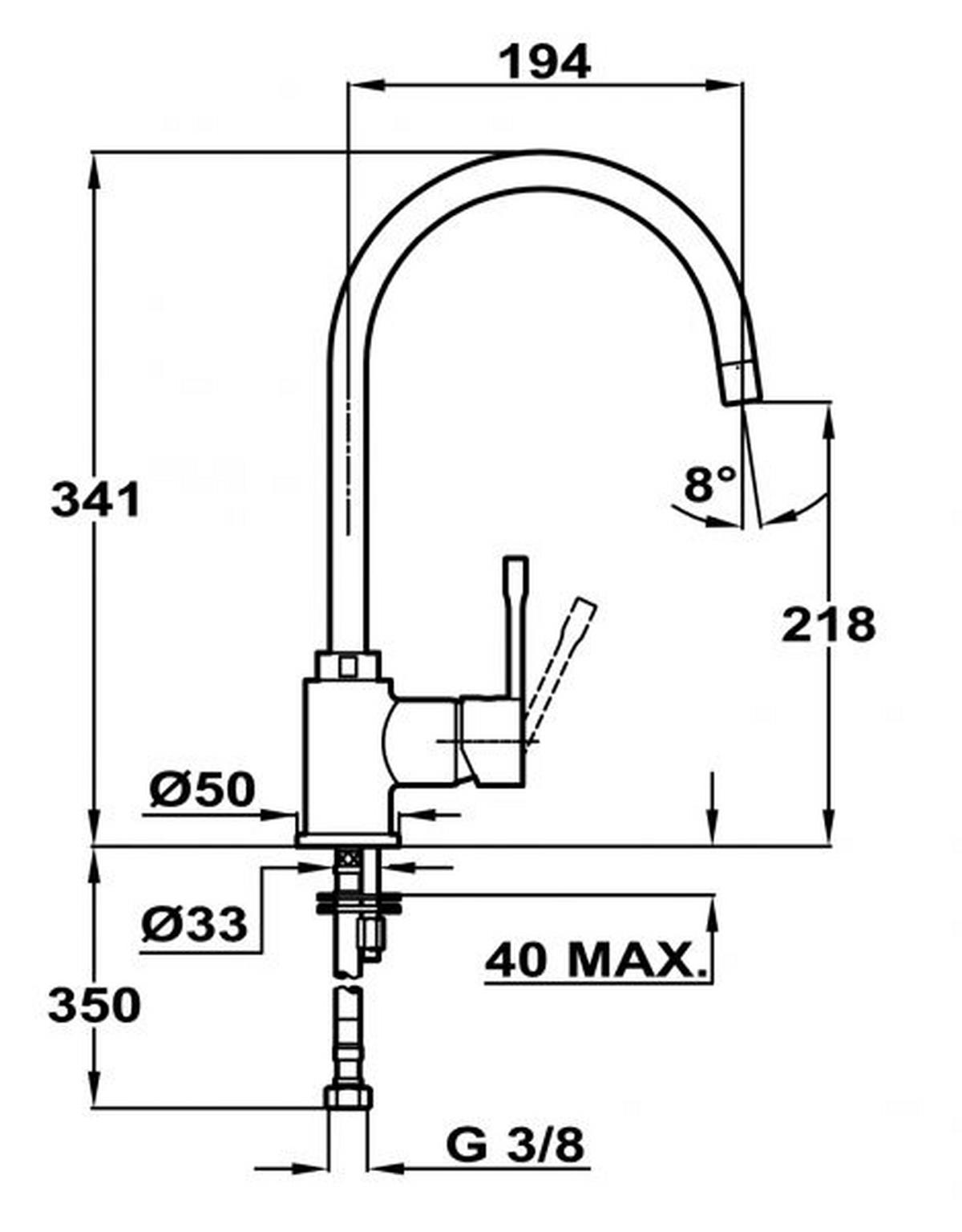Chrómová batéria TEKA SP 995 CR - (34,1cm) - Teka