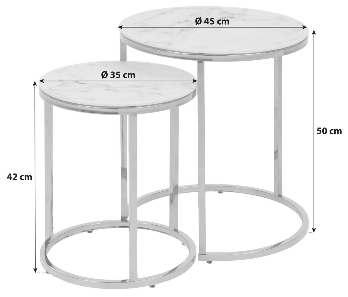 ODKLÁDACÍ STOLEK ALISMA - bílá/barvy zlata, Trend, kov/sklo (35/45/35/45/42/50cm) - MID.YOU